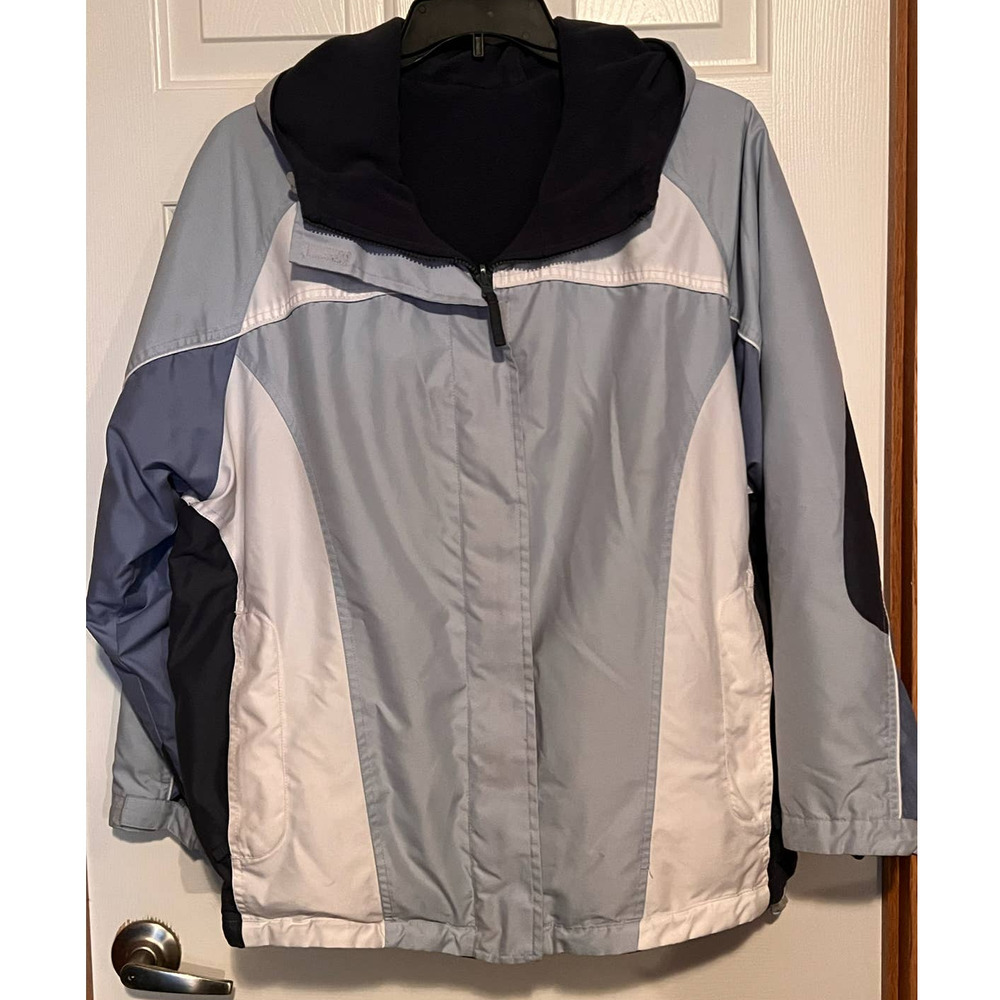 New York Classic Reversible Coat Blue White Gray Size XXL 27" Long x 26" PTP